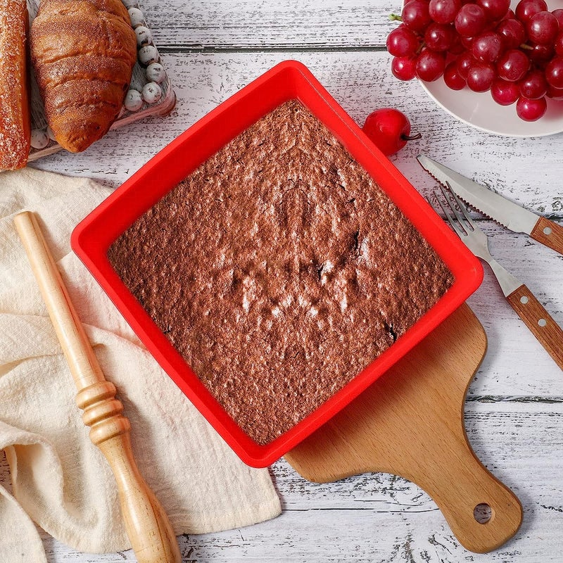 MoldBerry Square Shape Cake Mould Silicone Making Cake Molds Cake molds for Cheese Cake Chocolate Cake Brownie Tart Pie Flan Bread Baking Pans Birthday Party DIY Baking Tool Multi Color - Image 1