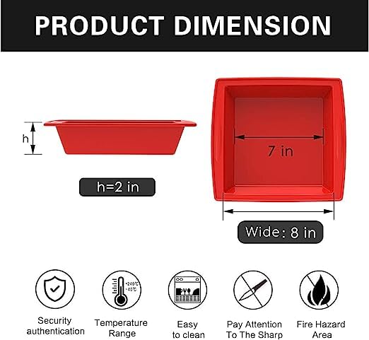 MoldBerry Square Shape Cake Mould Silicone Making Cake Molds Cake molds for Cheese Cake Chocolate Cake Brownie Tart Pie Flan Bread Baking Pans Birthday Party DIY Baking Tool Multi Color - Image 3