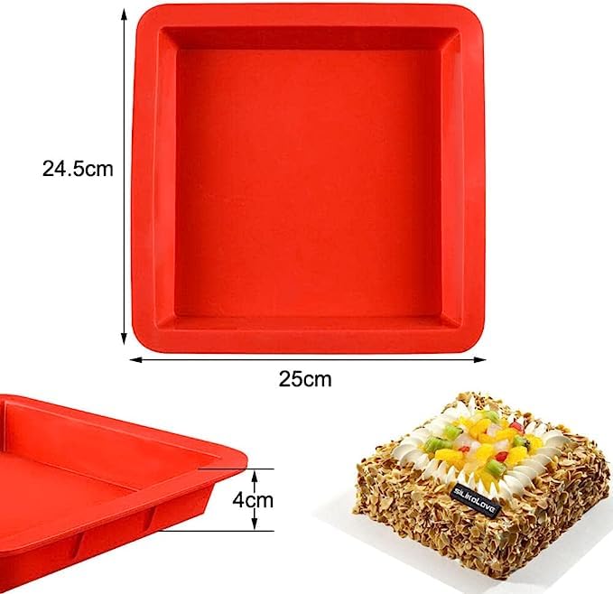 MoldBerry Square Shape Cake Mould Silicone Making Cake Molds Cake molds for Cheese Cake Chocolate Cake Brownie Tart Pie Flan Bread Baking Pans Birthday Party DIY Baking Tool Multi Color - Image 4
