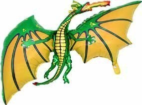 Grabo 36 Inch Green Dragon Shaped Foil Balloon  Air Or Helium