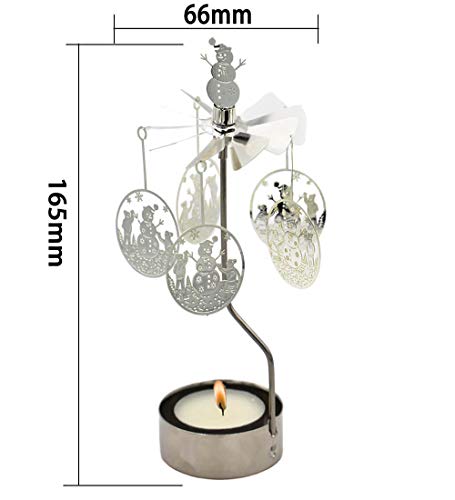 HOKHBCW Rotary Candle Holder Spinning Candleholder Metal Small Gift (Snowman) - Image 2