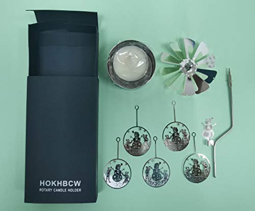 HOKHBCW Rotary Candle Holder Spinning Candleholder Metal Small Gift (Snowman) - Image 5