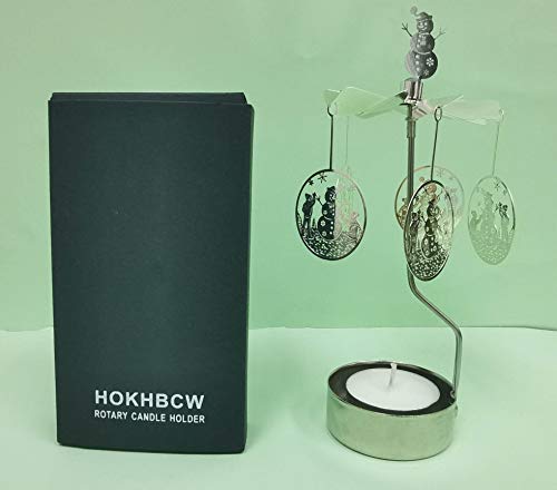 HOKHBCW Rotary Candle Holder Spinning Candleholder Metal Small Gift (Snowman) - Image 3