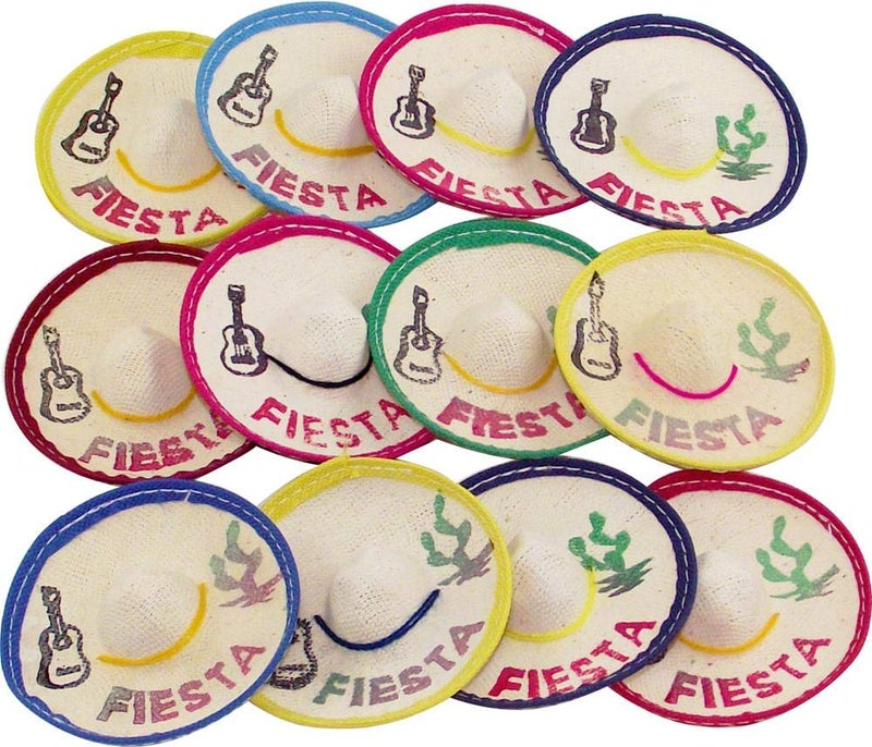 More Fiesta 24 Mini Mexican Sombrero Fiesta 3 inches Wide Mini Hats for Cinco De Mayo Party - Image 2