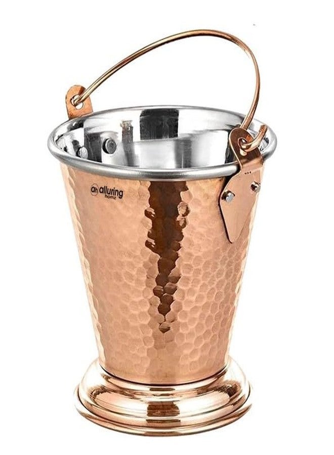 Alluring Homz Copper Steel Bucket/Balti Hammered Design for Serving Daal/Curry/Raita at Restaurant Hotel Home Tableware,Used in Serving Food-12x12cm (500 ml) 1 Piece - Image 1