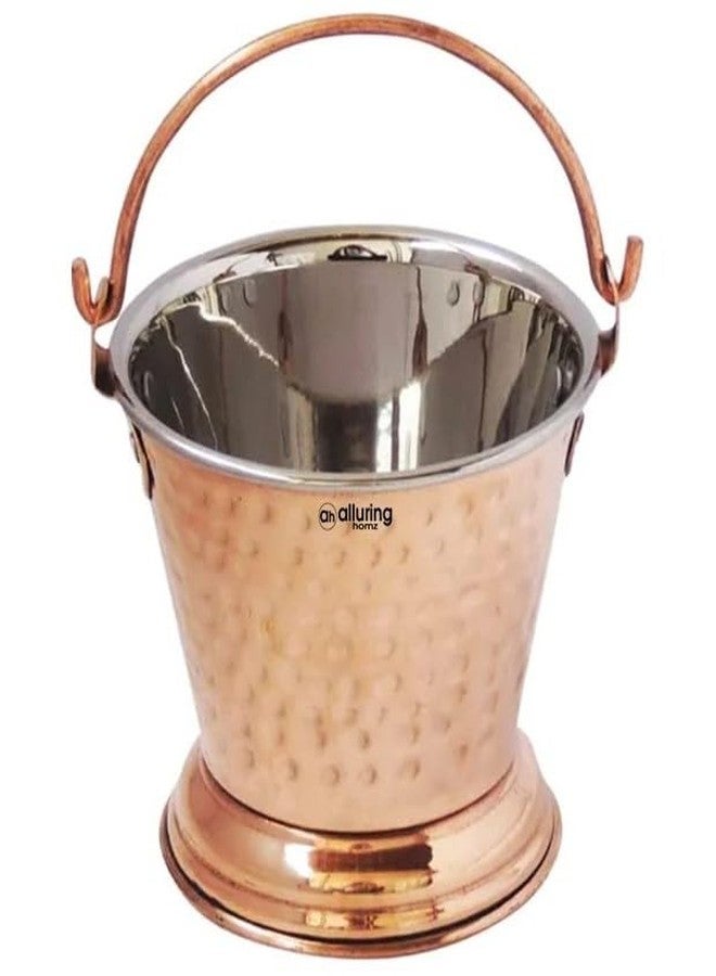 Alluring Homz Copper Steel Bucket/Balti Hammered Design for Serving Daal/Curry/Raita at Restaurant Hotel Home Tableware,Used in Serving Food-12x12cm (500 ml) 1 Piece - Image 3