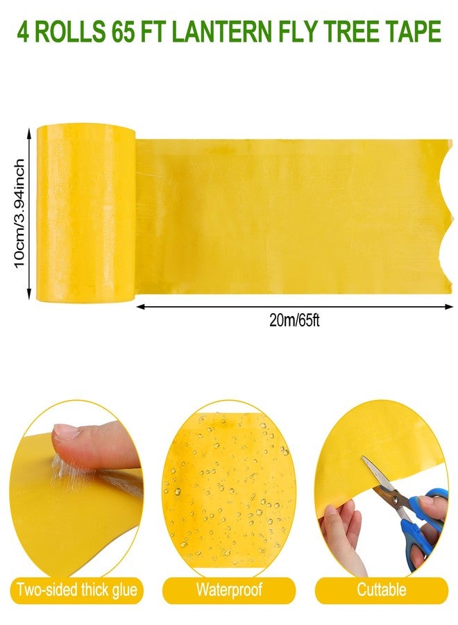 Kittmip 4 Rolls 260ft Lantern Fly Tree Tape Outdoor Adhesive Crawling Insect Trap Yellow Sticky Traps Sticky Barrier Protecting Trees Outdoor Indoor Fruit Tree Lawn Garden Control Aphids Ant Moth - Image 4