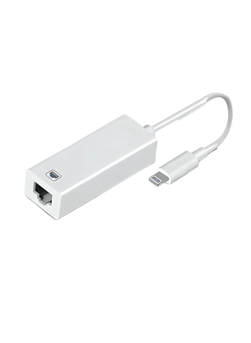 Lightning to Ethernet Adapter, RJ45 LAN Network Cable with 8-Pin Connector for iPhone 13/12/11/XS/XR/X/8/7, iPad, iPod - Plug and Play, 100Mbps Support, MFi Certified - Image 1
