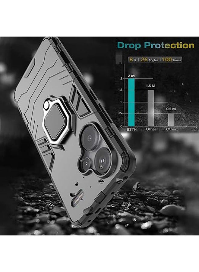 Case + Screen Protector 【2-Pack】 for Xiaomi Redmi Note 13 Pro Plus 5G/Note 13 Pro+ 5G, TPU/PC Hybrid Shockproof Armor Bumper Phone Case 【360° Stand】 with Tempered Glass Screen - Image 5