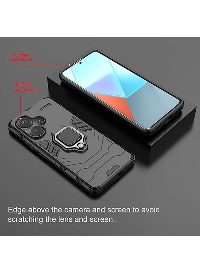 Case + Screen Protector 【2-Pack】 for Xiaomi Redmi Note 13 Pro Plus 5G/Note 13 Pro+ 5G, TPU/PC Hybrid Shockproof Armor Bumper Phone Case 【360° Stand】 with Tempered Glass Screen - Image 4