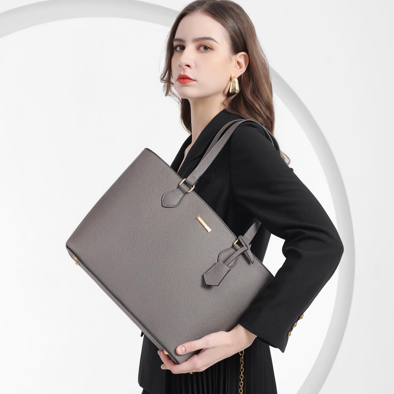 Bagsure 4PCS Women Fashion Handbags Purses Wallet Shoulder Bags Casual Tote Bag Crossbody Bags, Handbag Set Gift for Ladies Girls (Grey-b) - Image 2