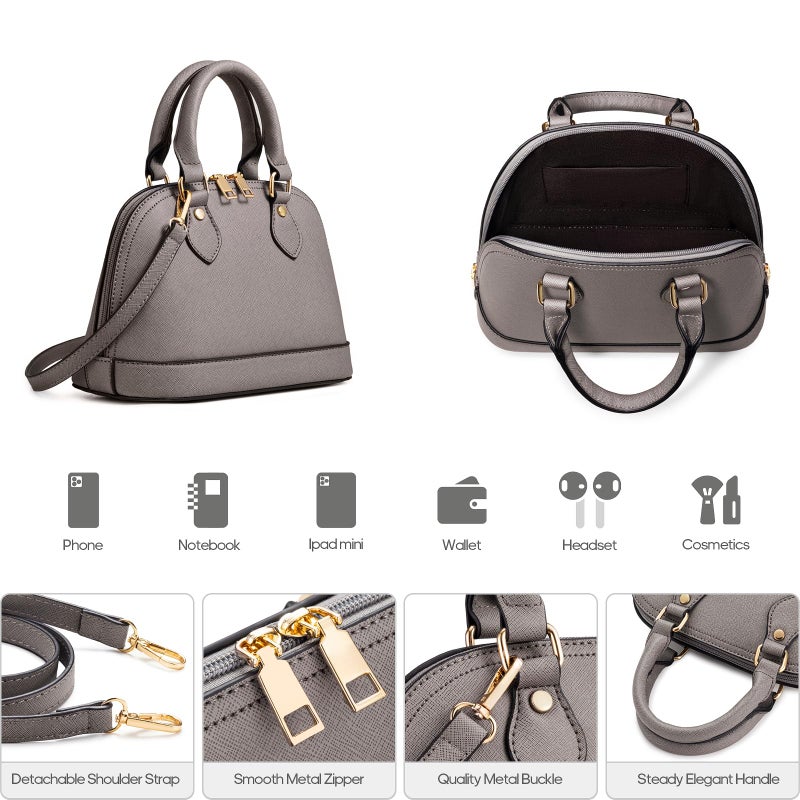 Bagsure 4PCS Women Fashion Handbags Purses Wallet Shoulder Bags Casual Tote Bag Crossbody Bags, Handbag Set Gift for Ladies Girls (Grey-b) - Image 5