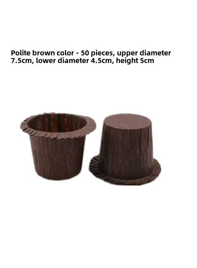 Mafen Cup Cake Paper Cup High Temperature Resistant Oil-proof Paper Holder Lace Hem Gold And Silver Aluminum Foil Hat Cup-Color:Straw Hat Cup-brown - Image 1