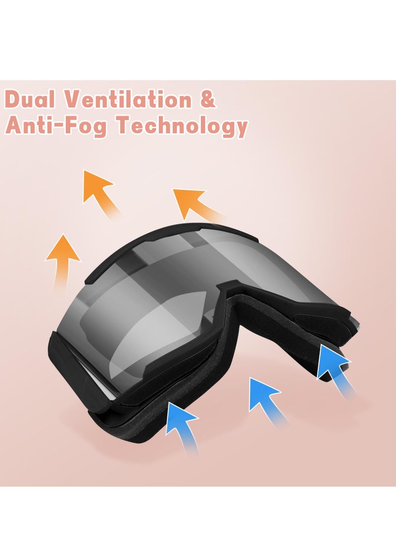 SYOSI Ski Goggles, Wide Vision OTG Clear Ski Goggles, Anti-Fog 100% UV Protection Snowboard Goggles, Ski Snowboard Goggles for Men Women & Youth - Image 5