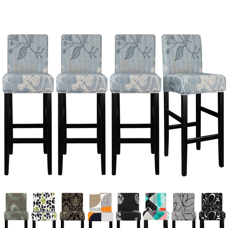 Lellen Bar Stool Chair Covers Set of 4Jacquard Bar Stool Cover Barstool Covers Slipcovers Stretch Bar Stool Covers with Backs Bar Stool Protector Covers for Kitchen Dining Room Counter Island