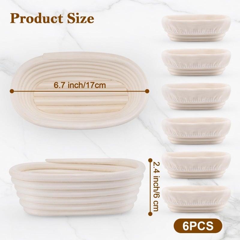 Mini Oval Proofing Set White 2-Piece with Proofing Liners - Bread Dough Rising Bowls for Home Sourdough Bakers - Image 5