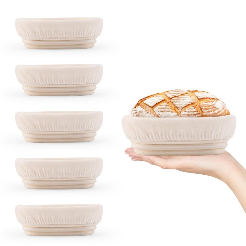 Mini Oval Proofing Set White 2-Piece with Proofing Liners - Bread Dough Rising Bowls for Home Sourdough Bakers - Image 1