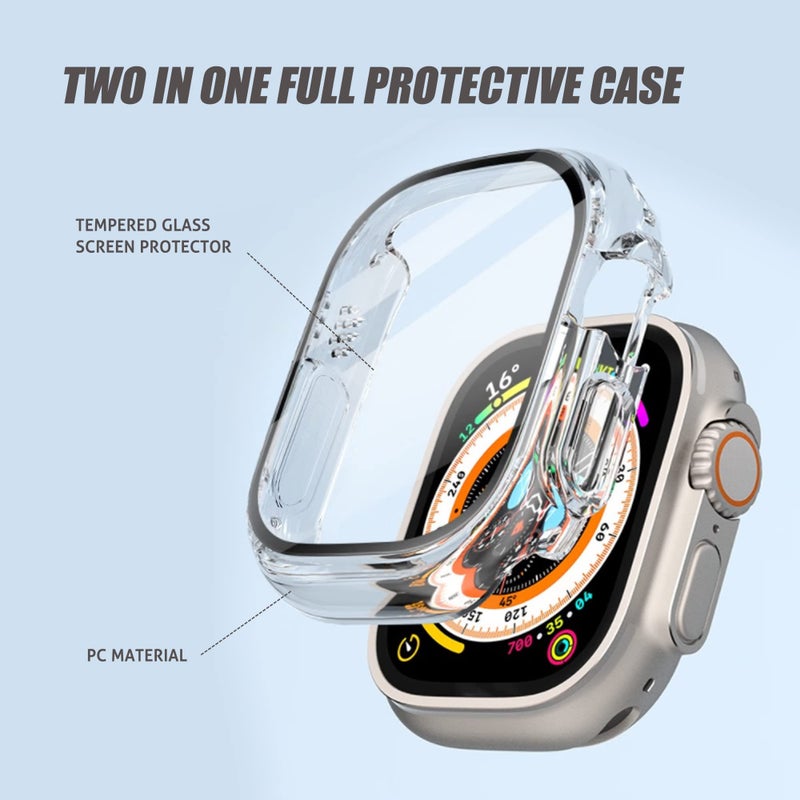 Ailun for 2022/2023 Apple Watch Ultra 2/Ultra Screen Protector Case [49mm], Ultra-Thin Hard PC Case Built in Tempered Glass for iWatch, Shockproof Cover with Button [2 Pack][Clear] - Image 2