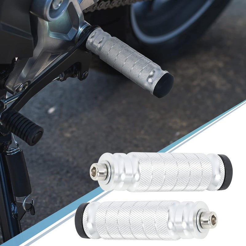 F FIERCE CYCLE 1 Pair 6mm Aluminum Aolly Motorcycle Rearsets Rear Set Footrest Footpeg Foot Rest Peg Motorbike Cycling Silver Tone - Image 3