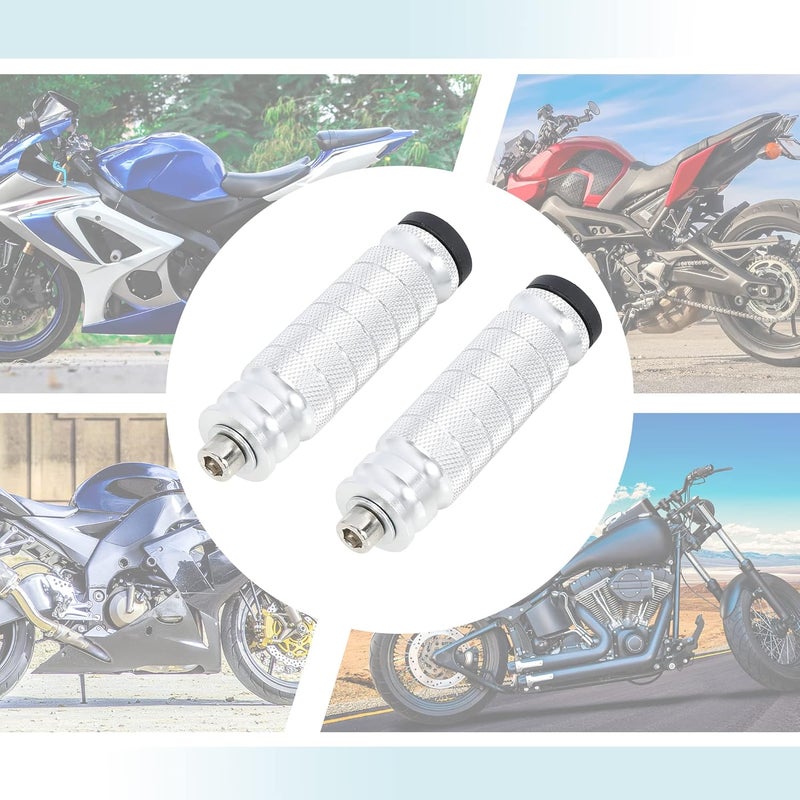 F FIERCE CYCLE 1 Pair 6mm Aluminum Aolly Motorcycle Rearsets Rear Set Footrest Footpeg Foot Rest Peg Motorbike Cycling Silver Tone - Image 5