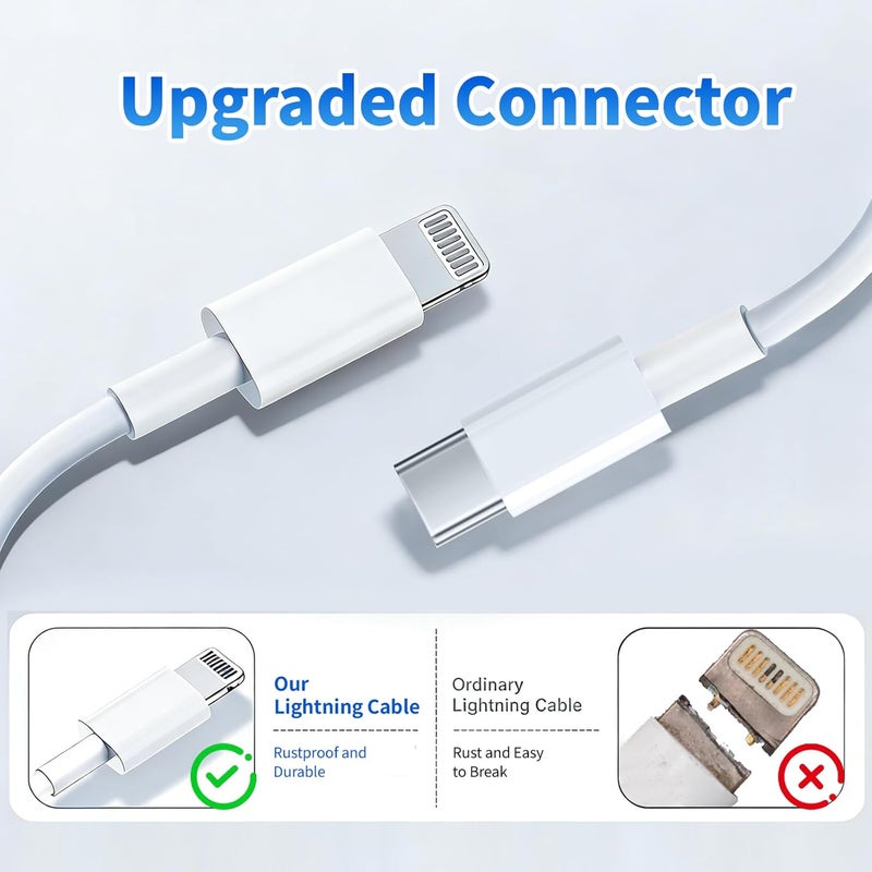 Ximytec [MFi Certified] USB C to Lightning Cable 3Pack 10FT iPhone Fast Charger Cable Type C Charging Cord Compatible with iPhone 14 13 13 Pro Max 12 12 Pro Max 11 XS XR X 8 iPad,White - Image 5