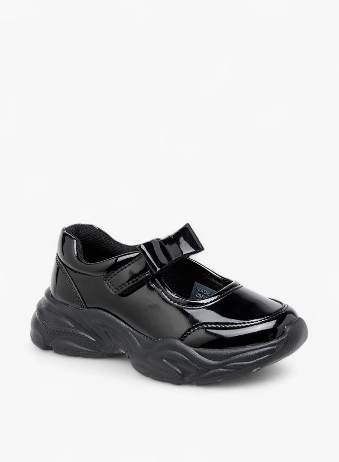 Flora Bella By Shoexpress Girls Panelled Mary Jane School Shoes with Hook and Loop Closure