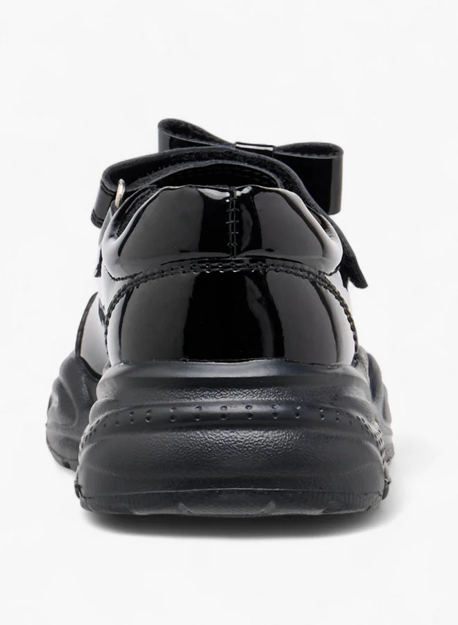 Flora Bella By Shoexpress Girls Panelled Mary Jane School Shoes with Hook and Loop Closure