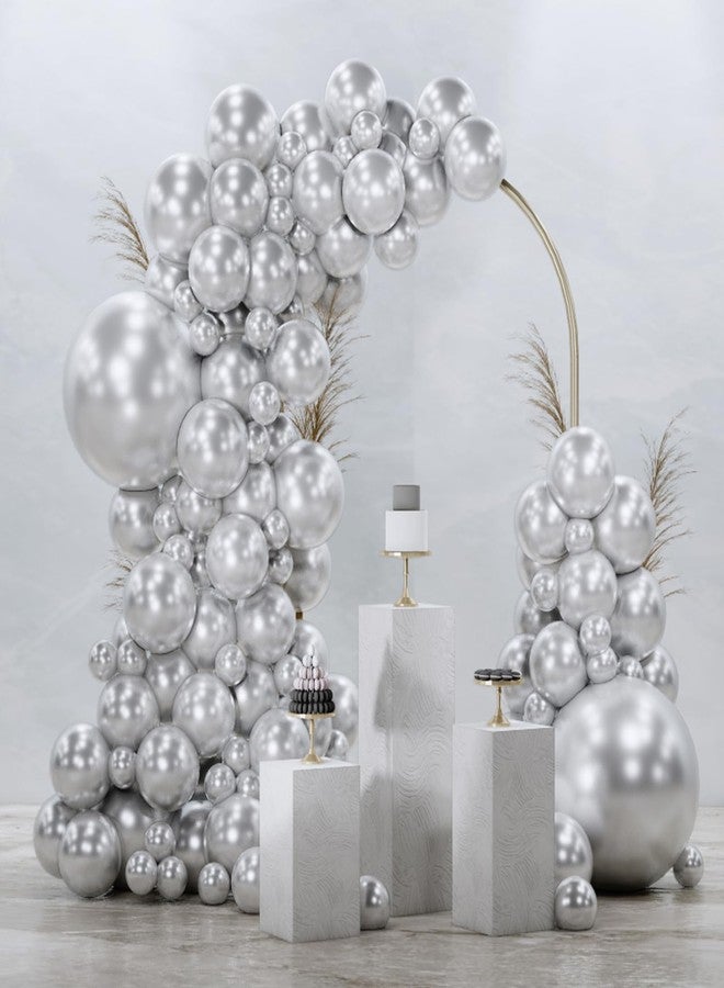 PartyWoo Silver Balloons 92 pcs Different Sizes of 18 12 10 5 Inch Silver Balloon Arch Kit Garland for Birthday Graduation Bachelorette Engagement Bridal Shower Wedding Party Decorations Silver-G102 - Image 1