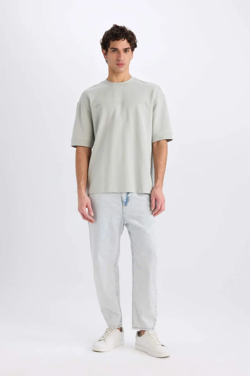 DeFacto Loose Fit Crew Neck Printed Heavy Fabric T-Shirt