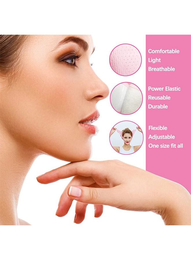 HS Double Chin Reducer, Face Slimming Strap, V Line Lifting Mask Strap for Women and Men, Anti-Wrinkle Skin, Pink - Image 4