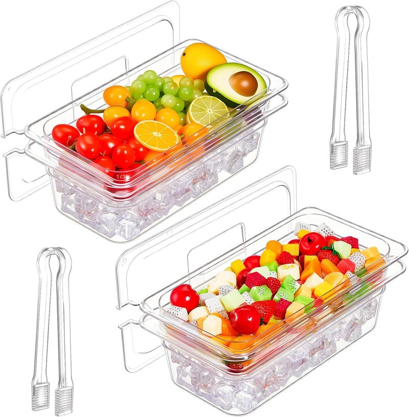 Rtteri Rtteri 2 Sets Ice Chilled Serving Tray with Lid and Tongs Cold Food Buffet Server Platter for Parties Functional Cold Dish for Fruit Vegetable Shrimp Salad Cocktail Snack Food Cold Travel Ice Bowl  - Image 1