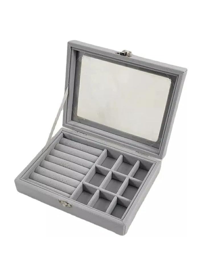 Generic - Jewelry Organizer for Rings, Earrings, Necklaces - Jewelry Box, Travel Jewelry Bag for Women, Jewelry and Accessories Storage Organizer - Silver - Image 1