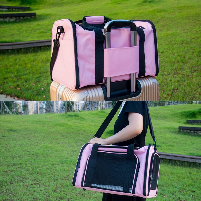 NextFri Soft Sided Carrier for Small Medium Cats Dogs,TSA Airline Approved Collapsible Travel Pet Carrier Medium Pink - Image 5