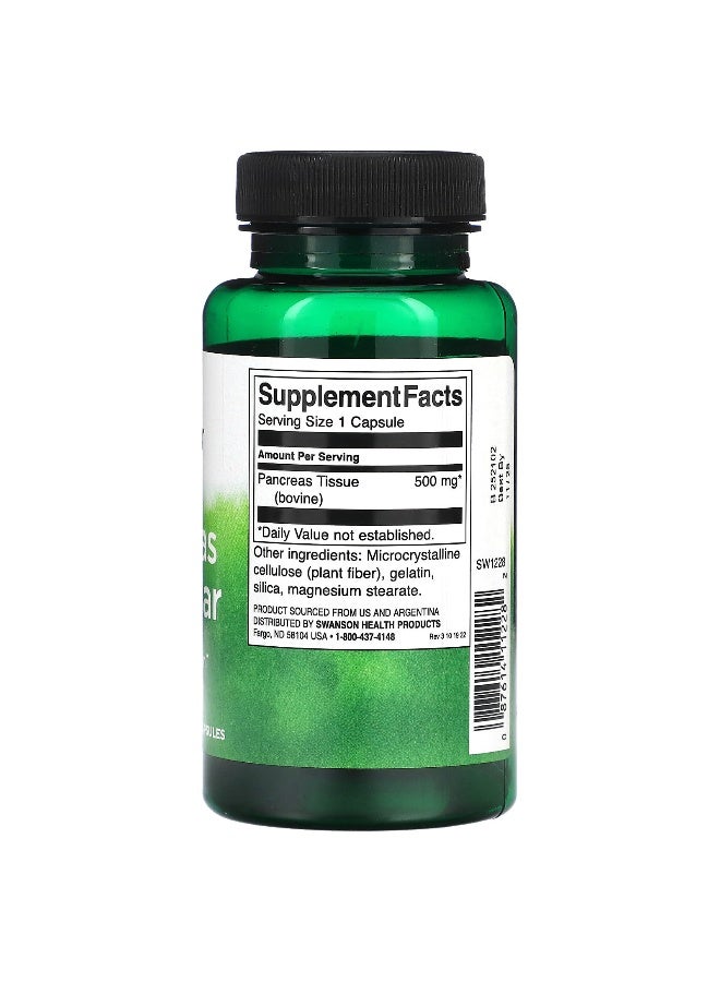 SWANSON سوانسون، غدة البنكرياس، 500 ملغ، 60 كبسولة - Image 2
