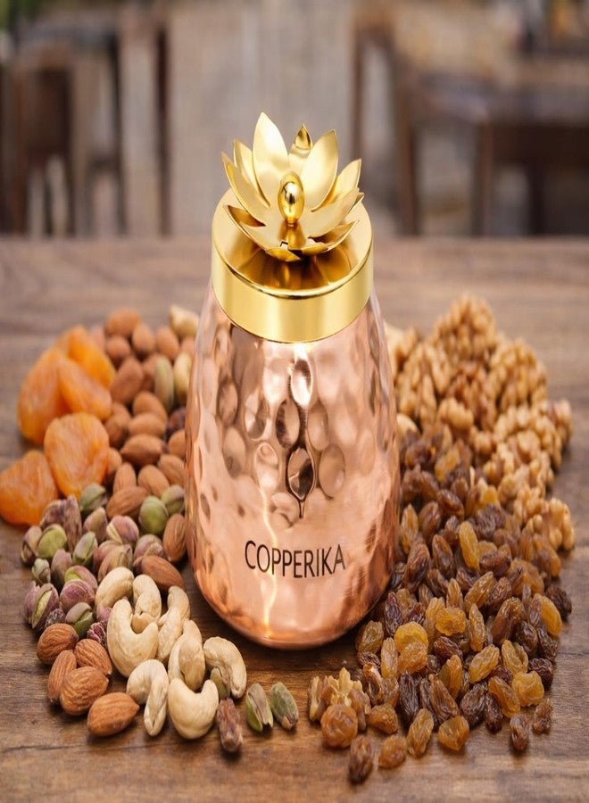 Copperika Hammered Copper Plated Dry Fruit Jar (Pack of 2) Heavy Build | For Dry Fruits/Chocolates/Decorative Serving Bowl Container/Return Gift/Diwali Gift Item - Image 3