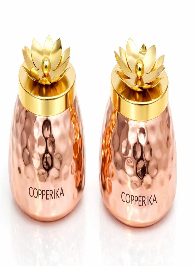 Copperika Hammered Copper Plated Dry Fruit Jar (Pack of 2) Heavy Build | For Dry Fruits/Chocolates/Decorative Serving Bowl Container/Return Gift/Diwali Gift Item - Image 1