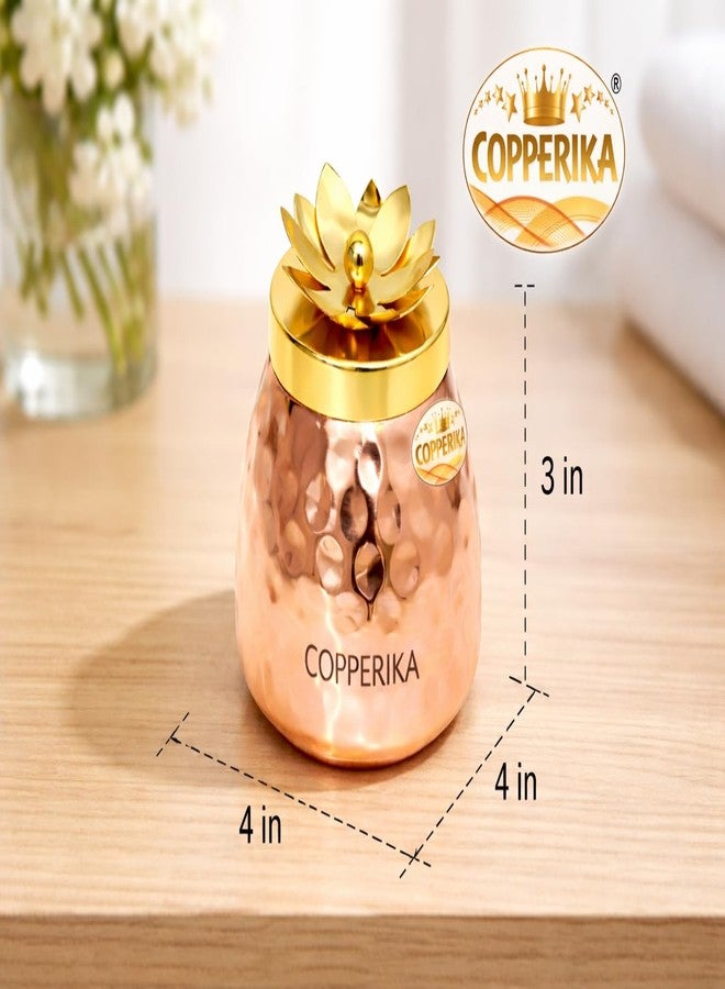 Copperika Hammered Copper Plated Dry Fruit Jar (Pack of 2) Heavy Build | For Dry Fruits/Chocolates/Decorative Serving Bowl Container/Return Gift/Diwali Gift Item - Image 2