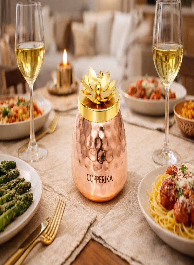 Copperika Hammered Copper Plated Dry Fruit Jar (Pack of 2) Heavy Build | For Dry Fruits/Chocolates/Decorative Serving Bowl Container/Return Gift/Diwali Gift Item - Image 4