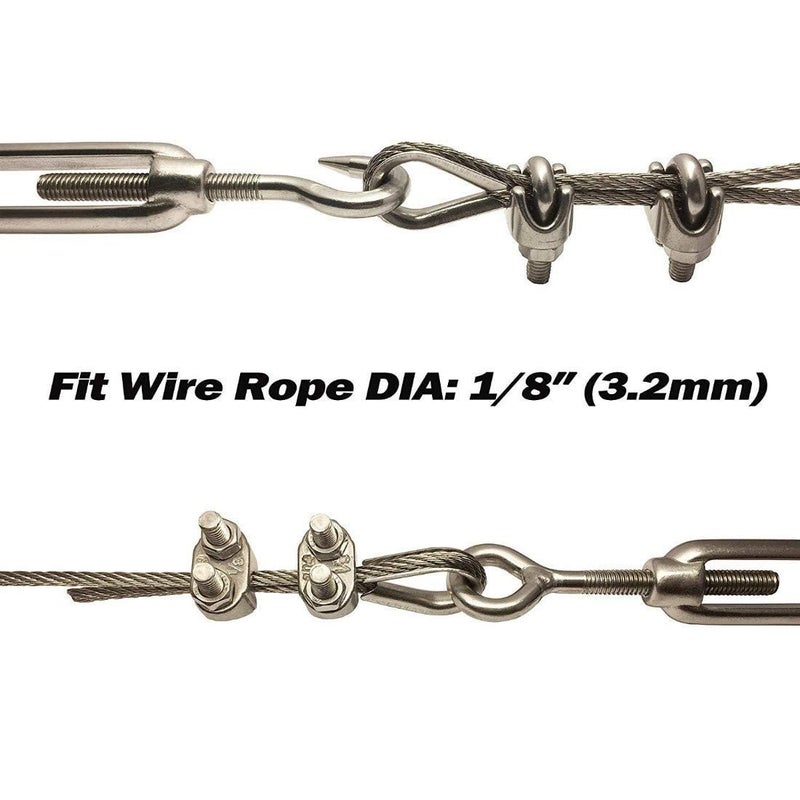 DIY Crafts Pack of 2 Sets Turnbuckle Tension Turnbuckle Tension Wire Rope with EyeHook M6 18 Inch Wire Rope Cable Clip Clamp M3 Pack of 2 Sets Turnbuckle Tension - Image 3