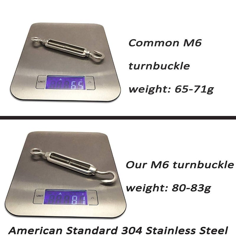 DIY Crafts Pack of 2 Sets Turnbuckle Tension Turnbuckle Tension Wire Rope with EyeHook M6 18 Inch Wire Rope Cable Clip Clamp M3 Pack of 2 Sets Turnbuckle Tension - Image 5