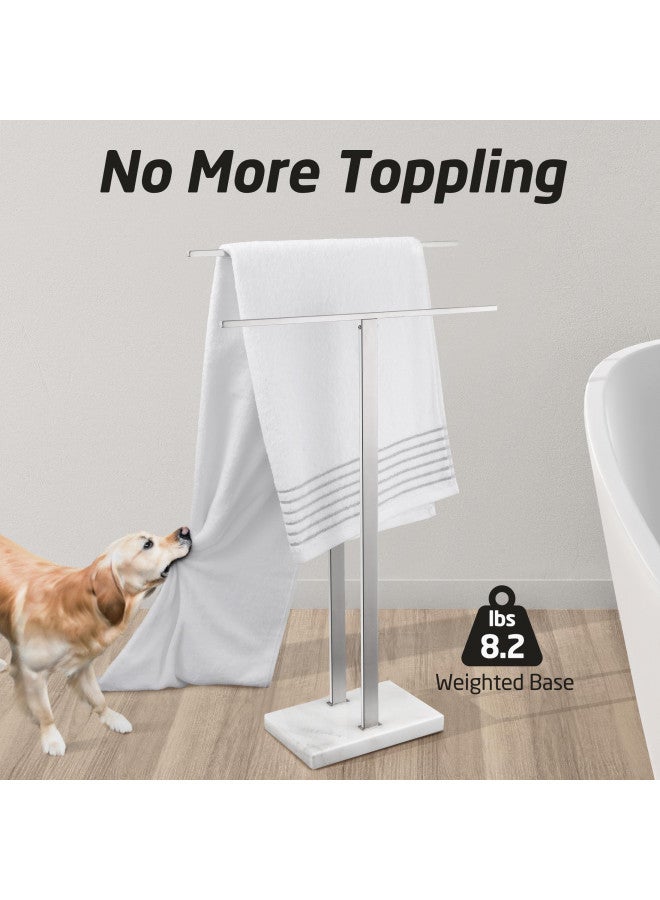 Kes KES Standing Towel Rack 2-Tier Towel Rack Stand with Marble Base for Bathroom Floor, Upgrade Steady Design, Pro-Grade 18/8 Stainless Steel Brushed Finish, BTH217-2  - Image 2