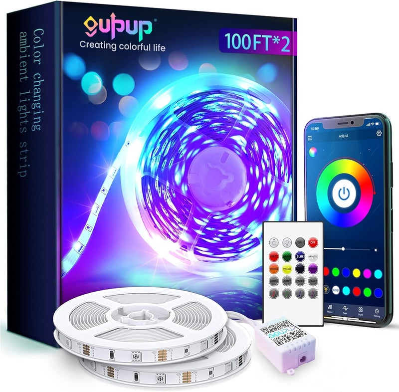 GUPUP 200 FT LED Strip Lights,Color Changing LED Lights for Bedroom,Built-in-Mic,Music Sync Tape Lighting,Phone Smart Controlled(APP+Remote+Mic) - Image 1