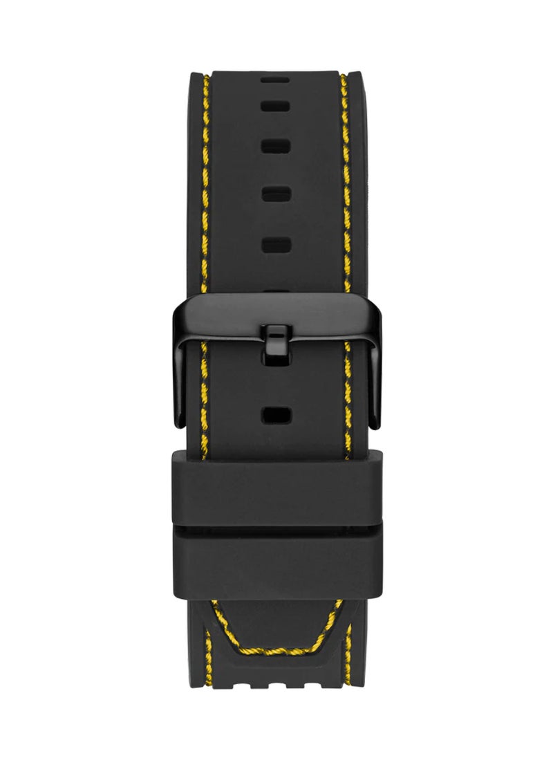 GUESS - Men’s Black Yellow Multi-Function Black Silicone Watch GW0499G2 - 44mm - Image 1