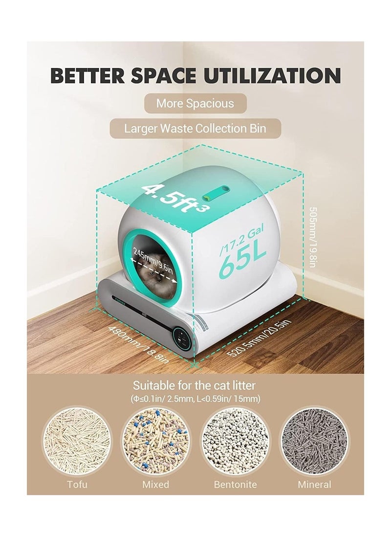 V2COM - V2COM Smart Self Cleaning Cat Litter Box Automatic Cat Litter Cleaning Robot Large Capacity/APP Control/Ionic Deodorizer for Multiple Cats. - Image 1