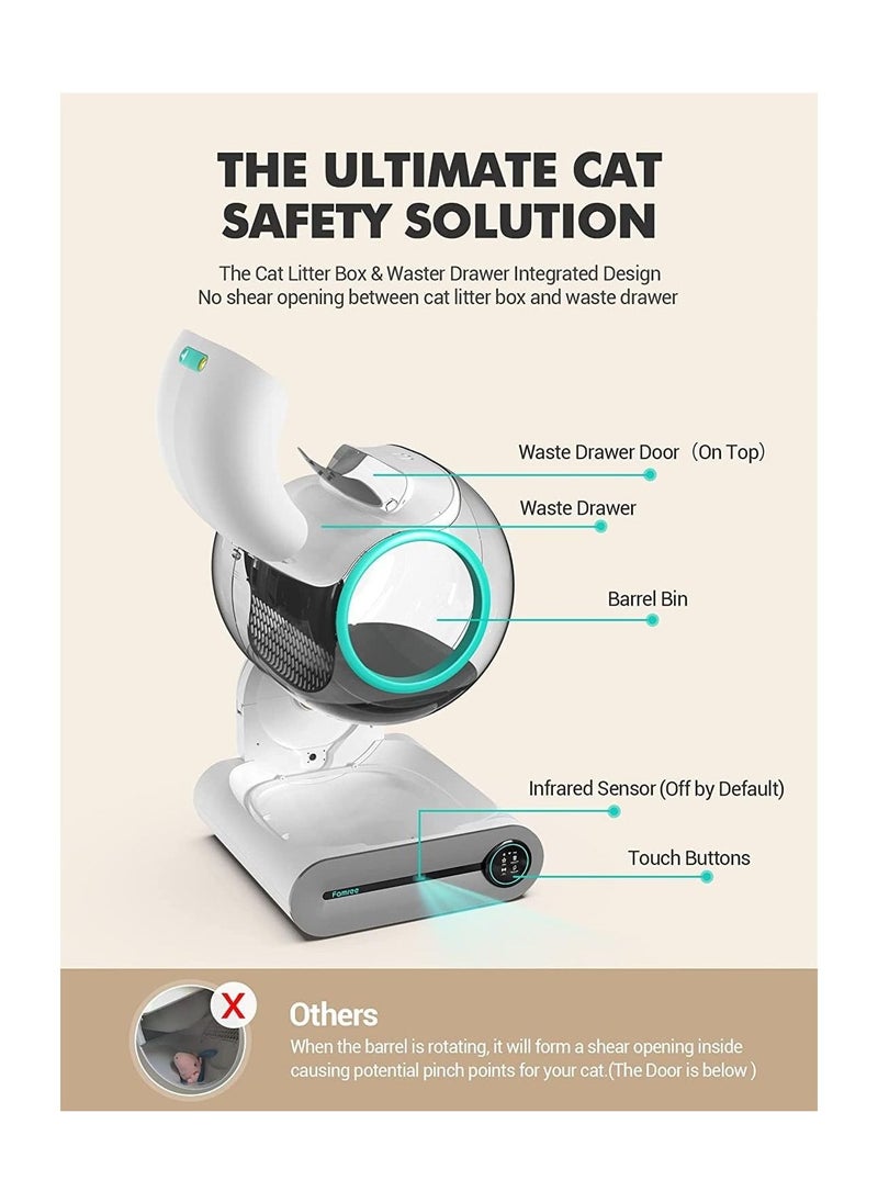 V2COM - V2COM Smart Self Cleaning Cat Litter Box Automatic Cat Litter Cleaning Robot Large Capacity/APP Control/Ionic Deodorizer for Multiple Cats. - Image 1