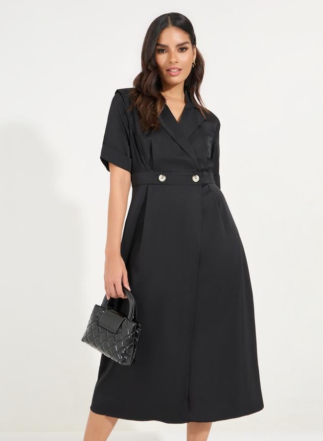 Styli Styli Notch Lapel Blazer Midi Dress with Button Detail  - Image 2