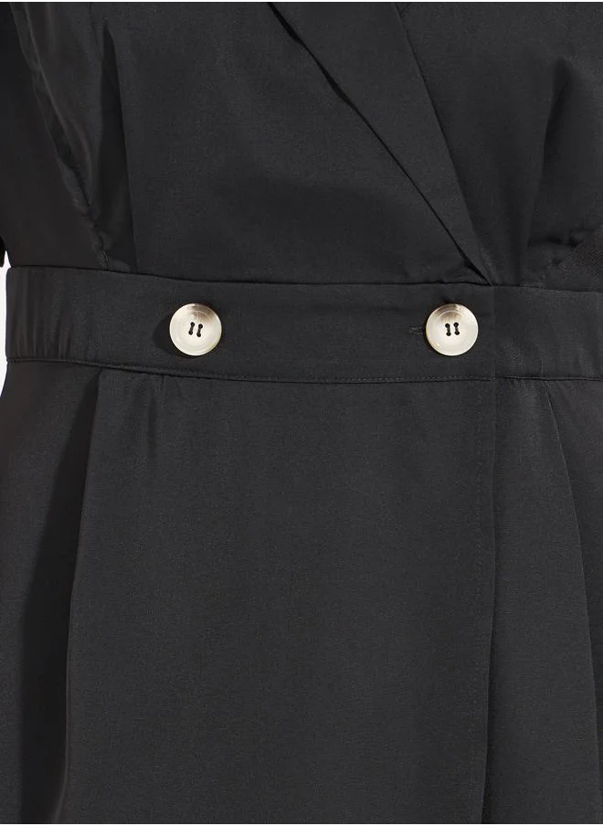 Styli Styli Notch Lapel Blazer Midi Dress with Button Detail