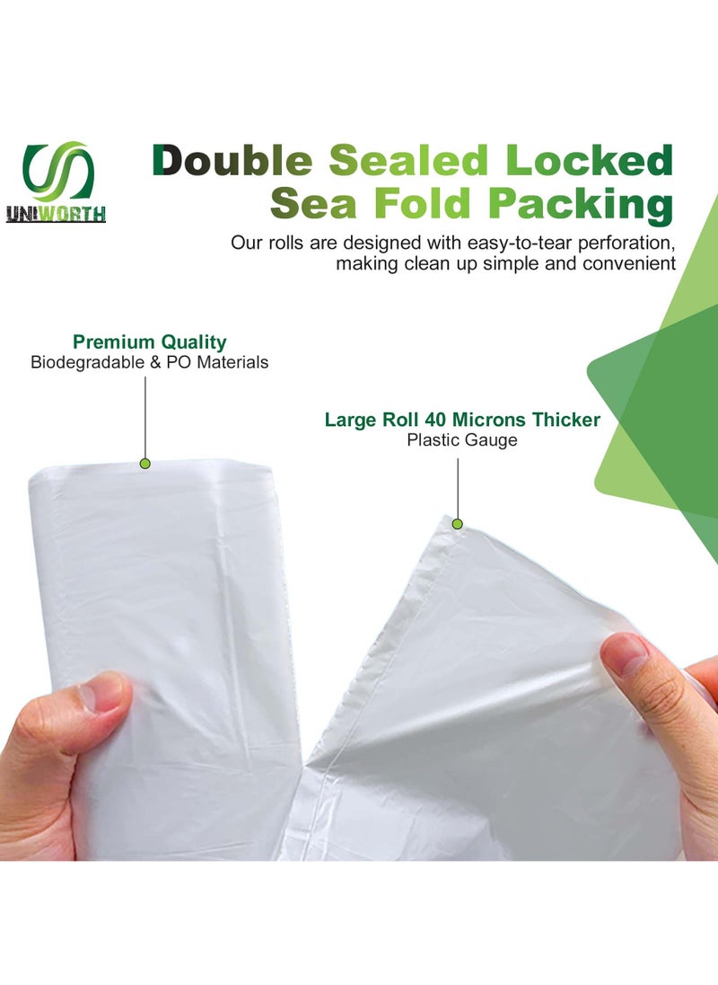 Generic UNIWORTH Trash Bags –White, Strong & Leak-Proof Garbage Bags, Odor-Control, Tear-Resistant, 30 Counts for Home, Office & Commercial use, Size 55x60 cm with 10 Gallons  - Image 3