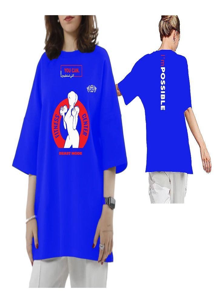 Genérico Women's Oversize T-shirt - FITNESS CENTER Printed for exercise, gym and bodybuilding 07 - Image 1