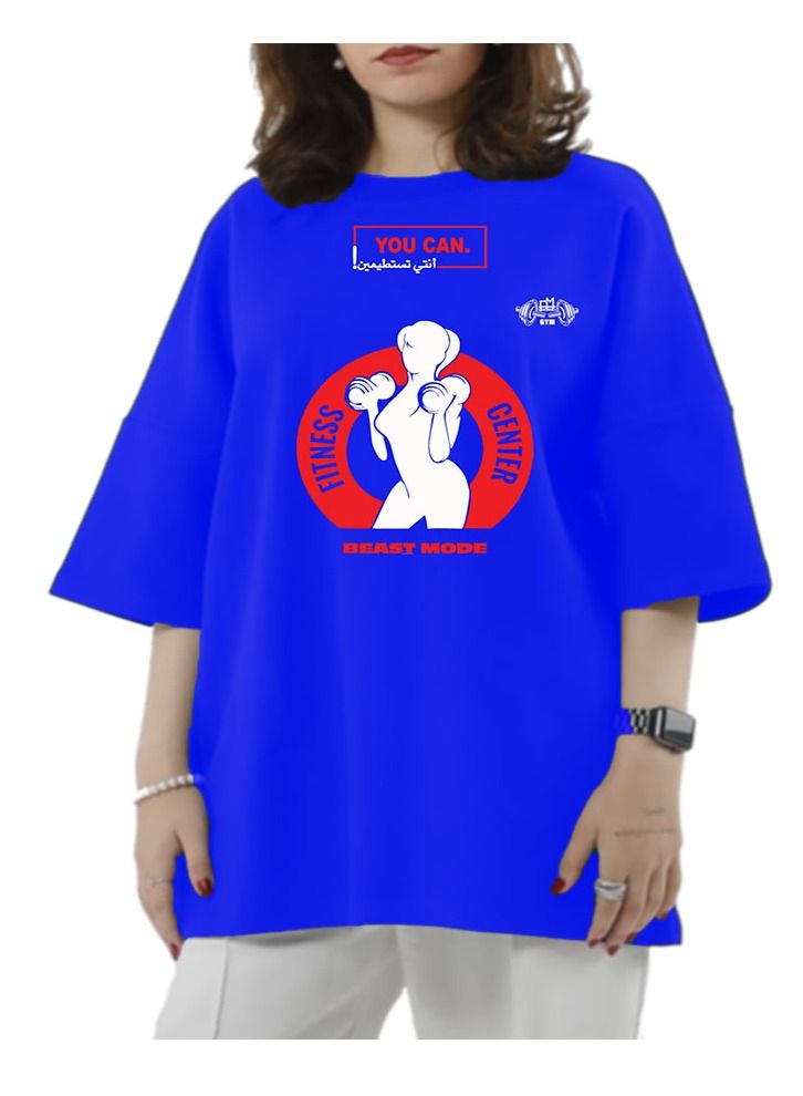 Genérico Women's Oversize T-shirt - FITNESS CENTER Printed for exercise, gym and bodybuilding 07 - Image 2